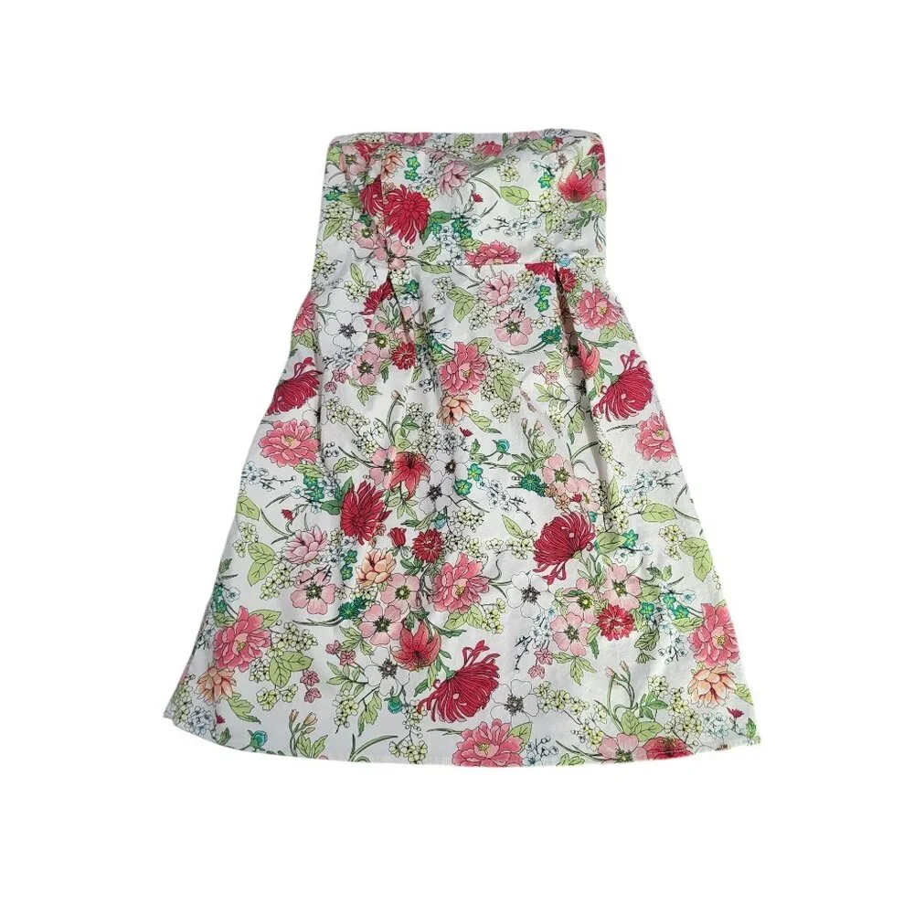 Old Navy Women's Sz 8 Strapless Floral A-Line Dress Garden Feminine Spring - Picture 1 of 11